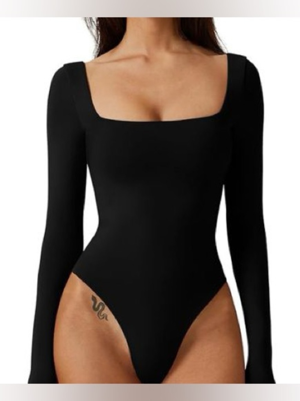 NWOT Black Square Neck Long Sleeve Bodysuit - M